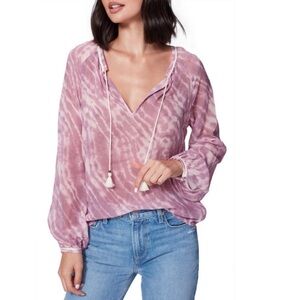 PAIGE Clarissa 100% Silk Tie-Dye Long Sleeve Blouse. Size XS